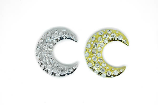 2 1/5" Moon Crystal Rhinestone  Brooch 