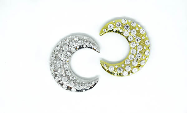 2 1/5" Moon Crystal Rhinestone  Brooch 