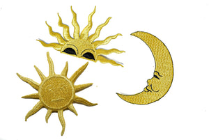 Gold Embroidered Moon Or Sun/Half Sun Iron-On Patch/Applique - Target Trim