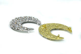 2 1/5" Moon Crystal Rhinestone  Brooch 