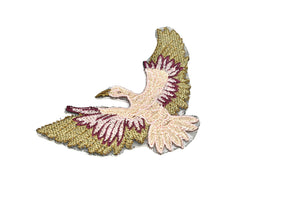 Embroidered Pink and Gold Bird Iron-On Patch | Bird Patch Applique - Target Trim