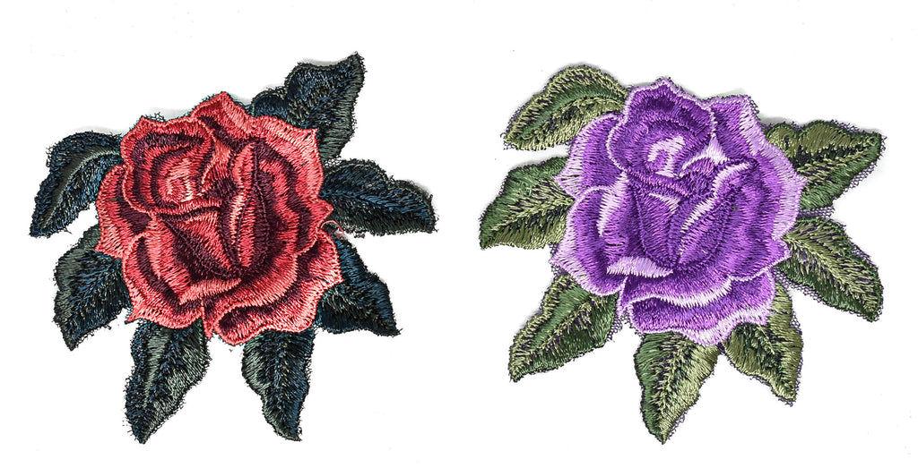 Rose Embroidered Applique 4" x 3.50" | Rose Patch Applique - Target Trim