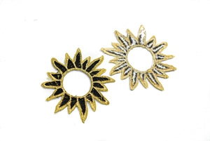 Gold Embroidered Black Sun Applique 2.75" | Sun Patch Applique - Target Trim