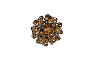 Topaz Rhinestone Floral Brooch