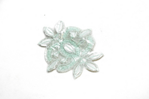 Mint Green and Gold Floral Iron-on Applique with Rhinestone 4" x 3" | Floral Patch Applique - Target Trim