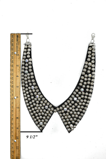 Metallic Silver Beaded Necklace Applique with Rhinestones 9.50" | Patch Applique - Target Trim