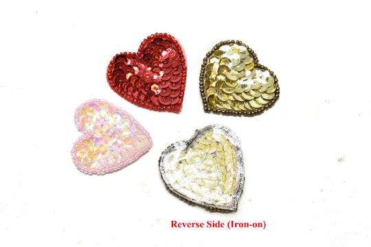 Tiny Sequin Heart Appliques 1.75" x 1.63" | Sequined Tiny Heart Patch Applique - Target Trim