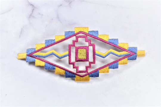 Multi-Color Symmetric Patch Applique | Diamond Shape Embroidered Patch | High Quality Geometric Design | Sew On Patch | Iron On Patch 5.50" x 2.50" - Target Trim
