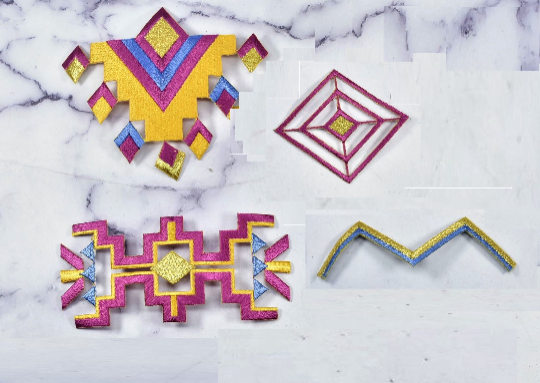 Colorful Unique Designs Patch Applique | Embroidered Patch Applique | High Quality Embroidered Patch Applique | 4 Embroidered Designs Patch