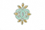 Mint Green and Gold Floral Iron-on Applique with Rhinestone 4