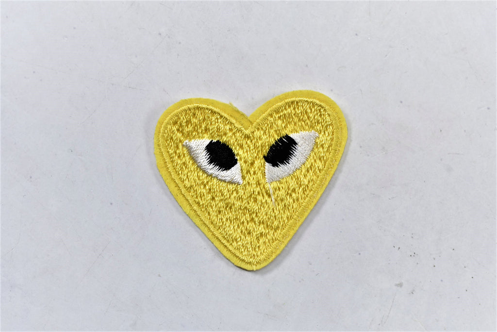 Embroidered Heart with Eyes Patch | Cute Heart Patches | PLAY Heart Patch |  Iron on Heart Patch Applique | T Shirt Patch Applique | 1.50